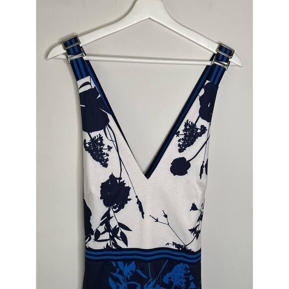 Ted Baker London Tilliai Bluebell V-Neck Bodycon Dress Dark Blue Size 3 Medium - Picture 3 of 10